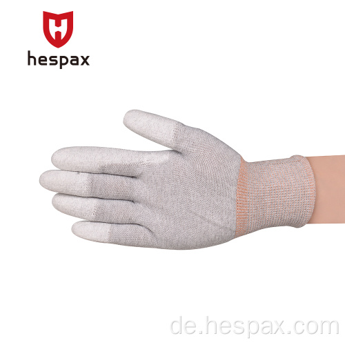 Hspax nahtlose Arbeit Handschuhe Reinraum Carbonfaser PU